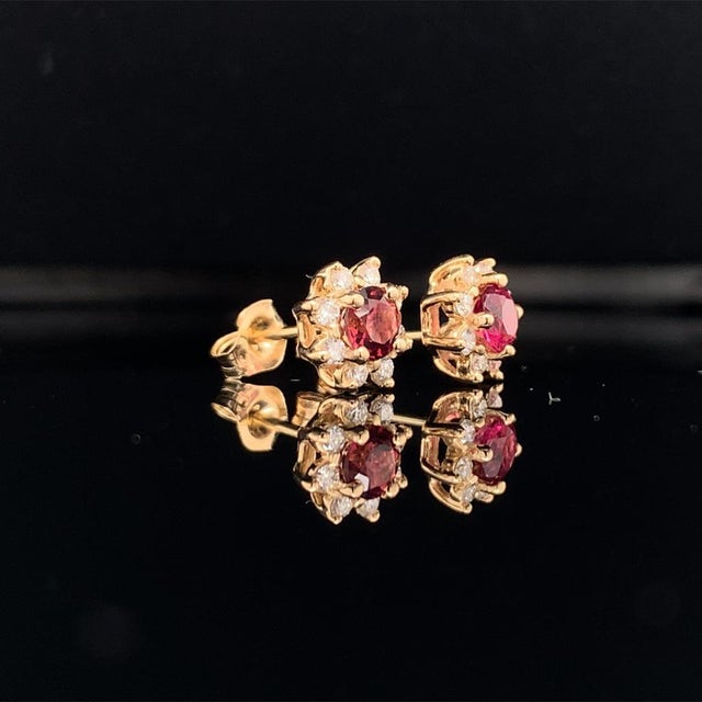 Diamond Sapphire Earrings 14 Karat Yellow Gold 0.66 TCW Certified For Sale - Image 10 of 14