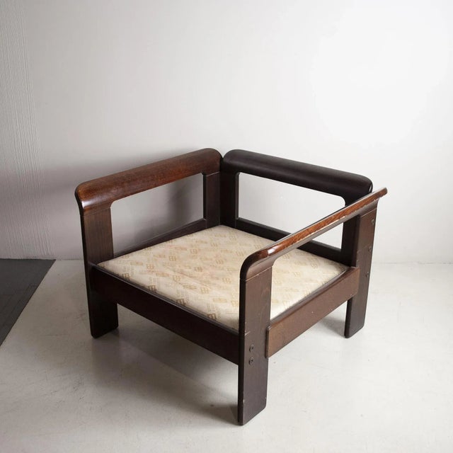 Wood Dark Walnut Armchair by Silvano Passi, 1970s For Sale - Image 7 of 9