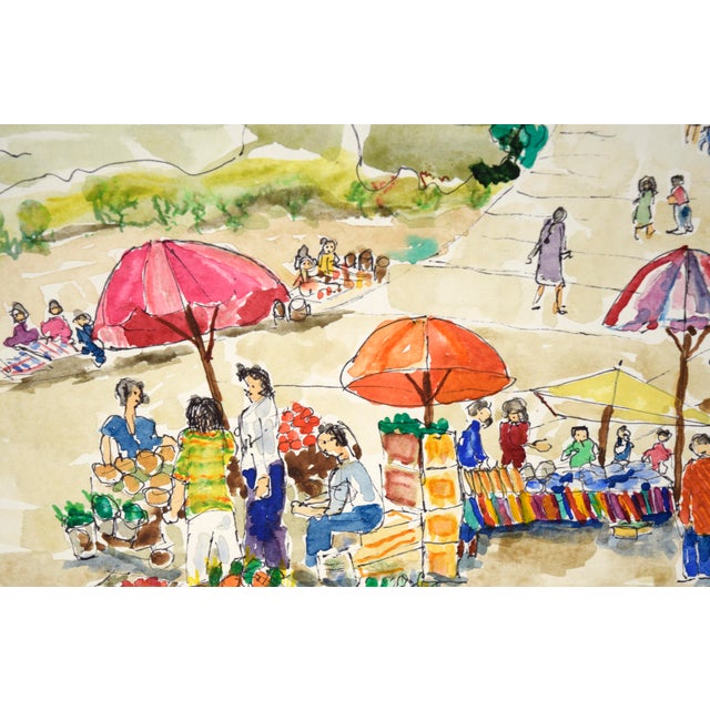 Paint Farmer's Market - Original Watercolor on Paper by Ken L. Stephens For Sale - Image 7 of 8
