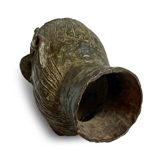 Early 20th Century Old Antique African Bronze Nigeria Edo Ife Head Sculpture For Sale - Image 5 of 8