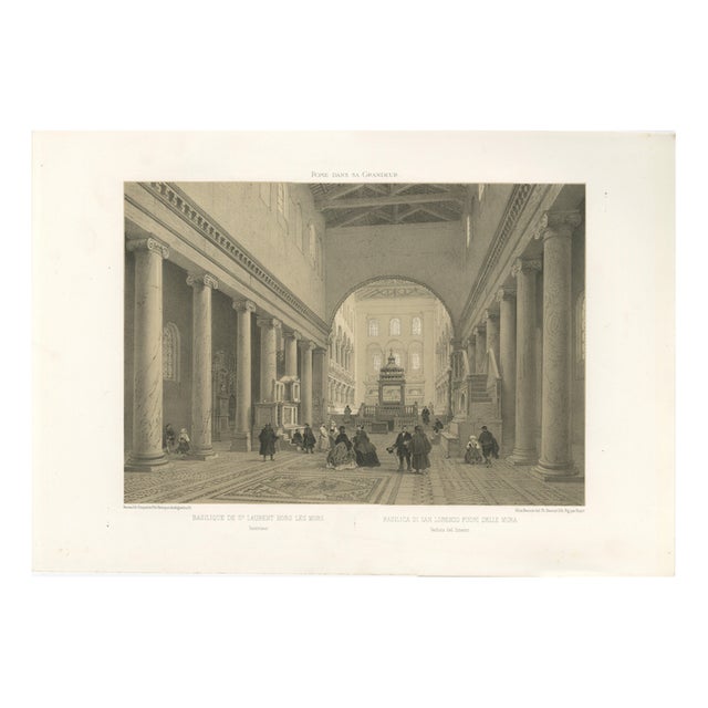 After Bayot, Basilica of San Lorenzo Fuori Le Mura Interior, 1869, Lithograph For Sale