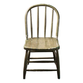 Spindle Antiqued Gold Painted Chair From the Early 1900s For Sale