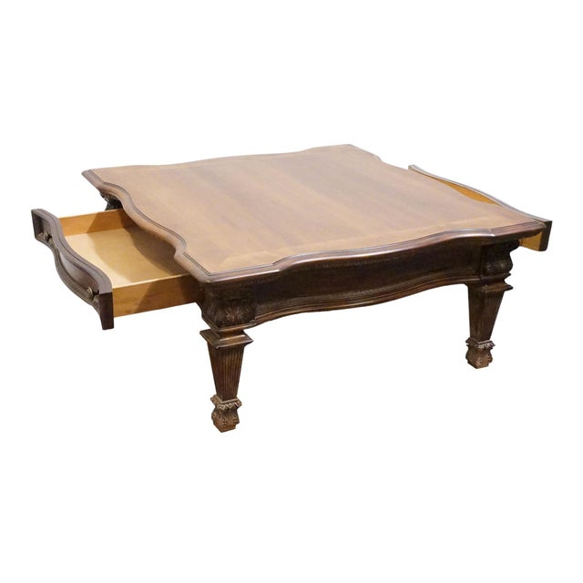 Hooker Furniture Seven Seas Cherry Traditional Gothic Inspired 42" Square Accent Coffee Table For Sale - Image 9 of 12