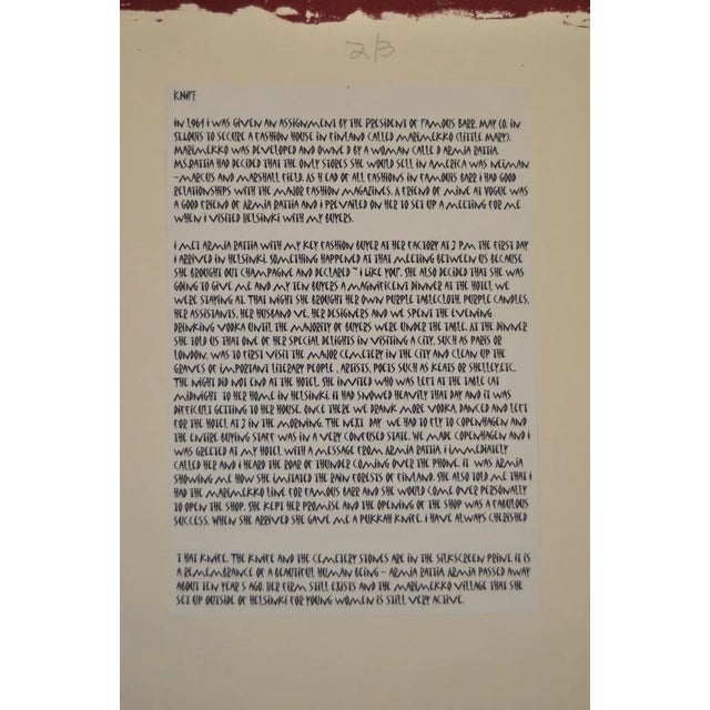 Arts & Crafts Arthur Krakower Mixed Media Silkscreen "Knife" C.1998 For Sale - Image 3 of 7