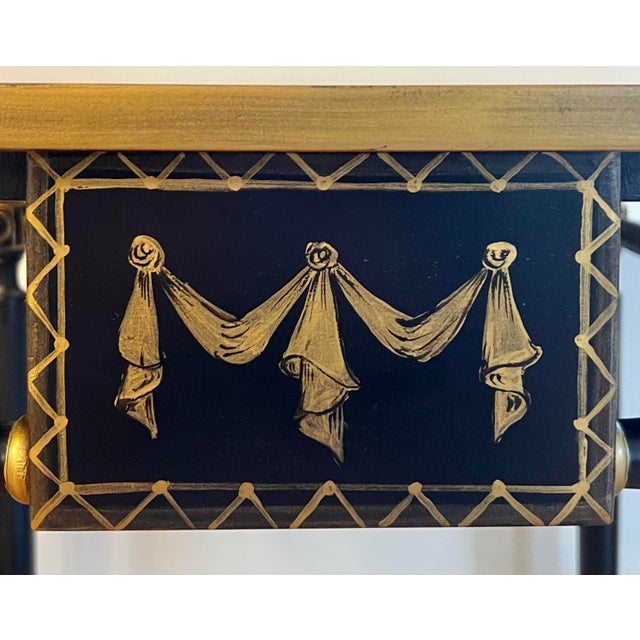 Italian Hand Painted Ebonized Side Table For Sale - Image 4 of 9