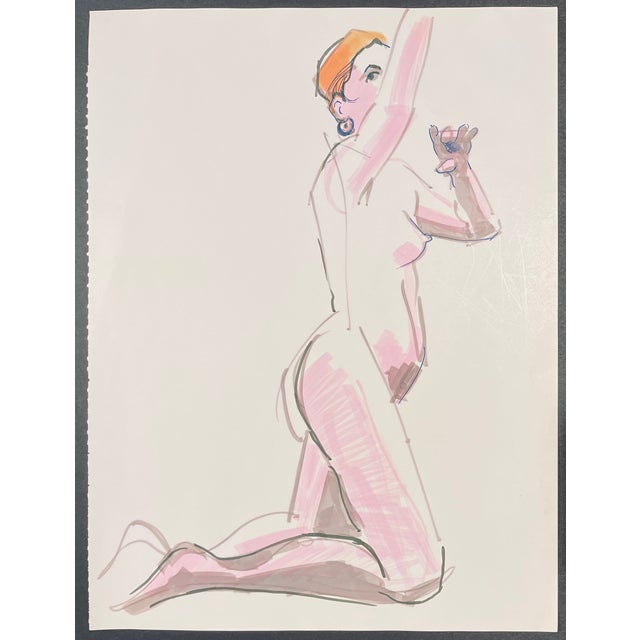 Figurative John Reilly Reaching and Kneeling Female Nude For Sale - Image 3 of 3