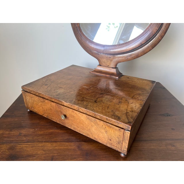 Wood Antique French Walnut Dressing Table Mirror with Drawer, 1890s For Sale - Image 7 of 18