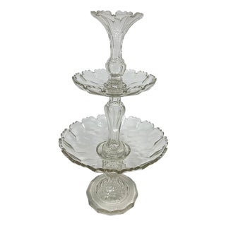 French Crystal Glass Epergne Centerpiece, 19th Century For Sale