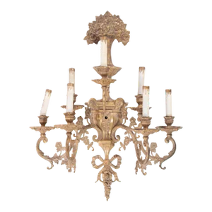 1910s French 7-Arm Bronze Sconce