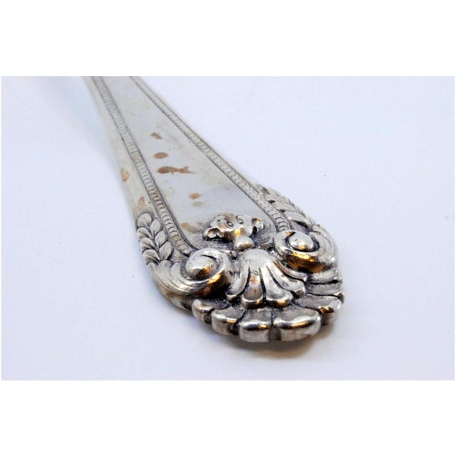 Silver Rice and Serving Spoon with Strips and Shell on the Handle For Sale - Image 5 of 11