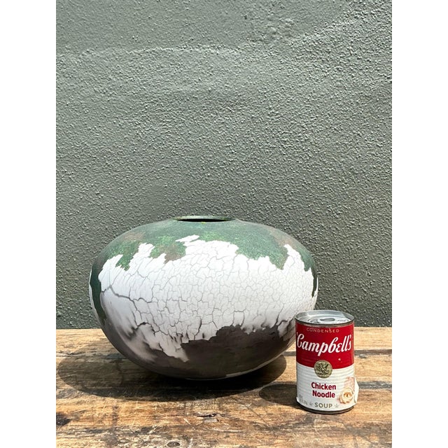 Vintage Tony Evans Crackle Glaze Ceramic Vase For Sale - Image 11 of 12