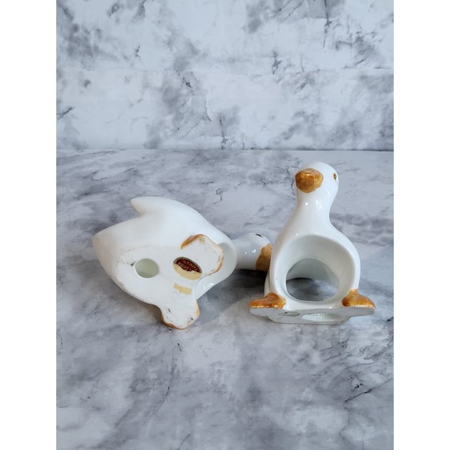 1960s 1960s Mid Century Modern Ceramic Duck Napkin Ring Holders - Pair For Sale - Image 5 of 10