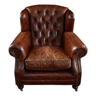 Ardingly Cigar Club Armchair in Antique Whisky Leather by Timothy Oulton, 2010s For Sale
