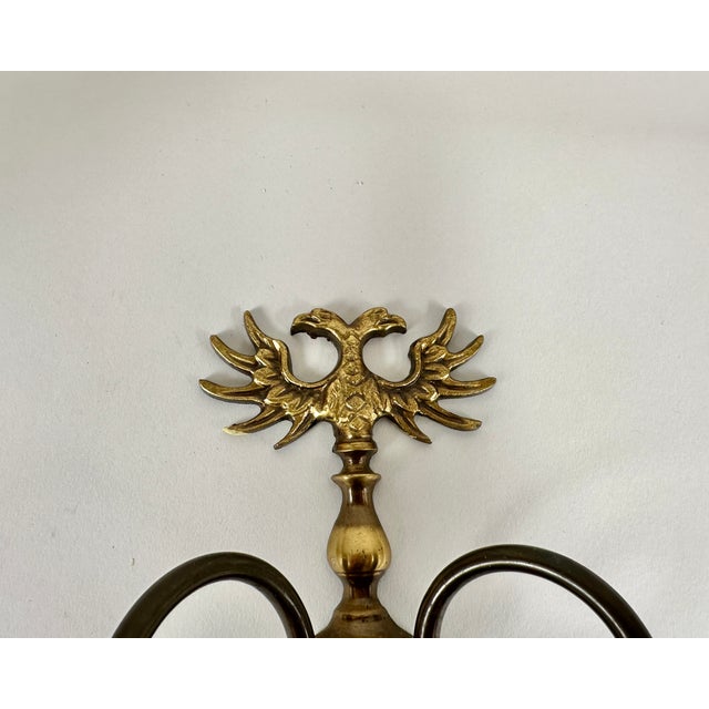 1960s Vintage Neo-Classical Brass Eagle Wall Sconces, Belgium, 1960s, Set of 2 For Sale - Image 5 of 6