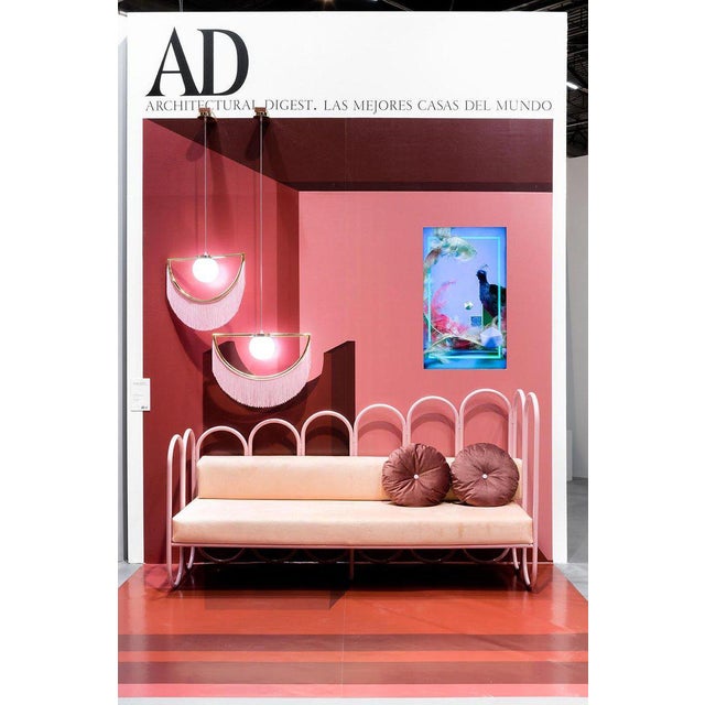 Wink Gold-Plated Wall Lamp With Pink Fringes For Sale - Image 4 of 5