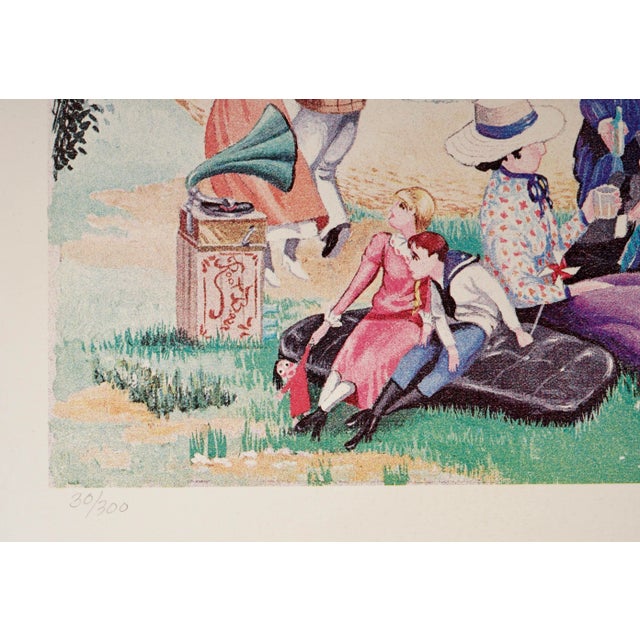1990s Late 20th Century "Picnic in the Park" Victorian Style Figurative Print by William R. Stone 30/300 For Sale - Image 5 of 11
