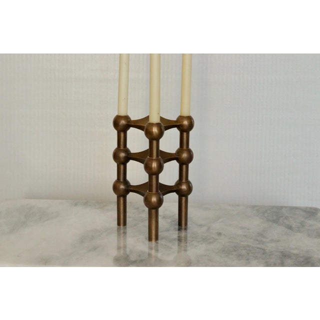 Vintage Brass Candleholders from Stoff Nagel, Set of 3 For Sale - Image 4 of 14