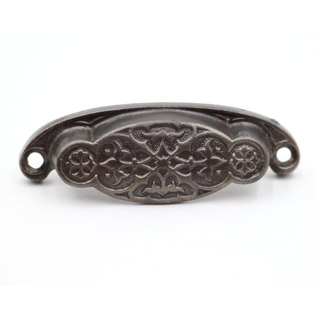 Victorian Pair of Antique 4 In. Cast Iron Victorian Bin Pulls For Sale - Image 3 of 5