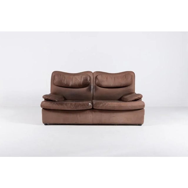 Vintage Aniline Leather 2 Seater Sofa, 1970s For Sale - Image 14 of 14