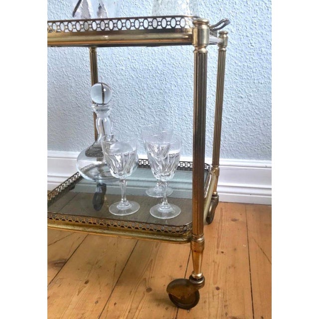 Neoclassical Square Brass Serving Trolley, 1950s For Sale - Image 4 of 7