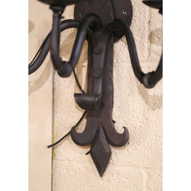 Black Early 20th Century French Gothic Revival Wrought Iron Wall Sconces, Set of 3 For Sale - Image 8 of 10