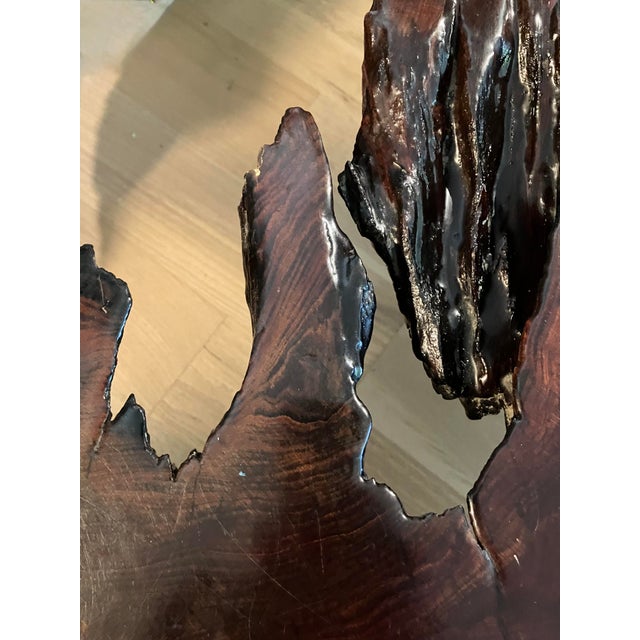 Wood 1960s Monumental 3-Inch Old-Growth Redwood Slab Coffee Table For Sale - Image 7 of 12