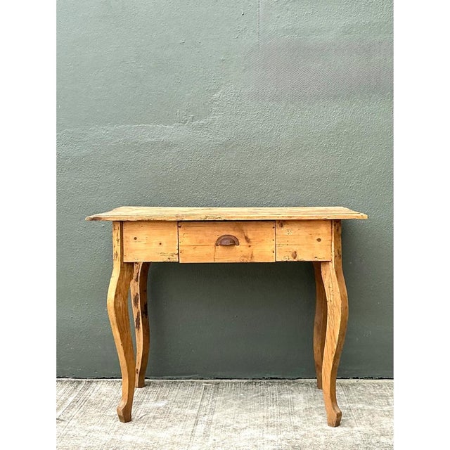 Vintage Rustic Wood Writing Desk For Sale - Image 10 of 12