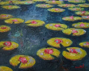 Impressionist Waterlilies Oil Painting by Vivek Mandalia