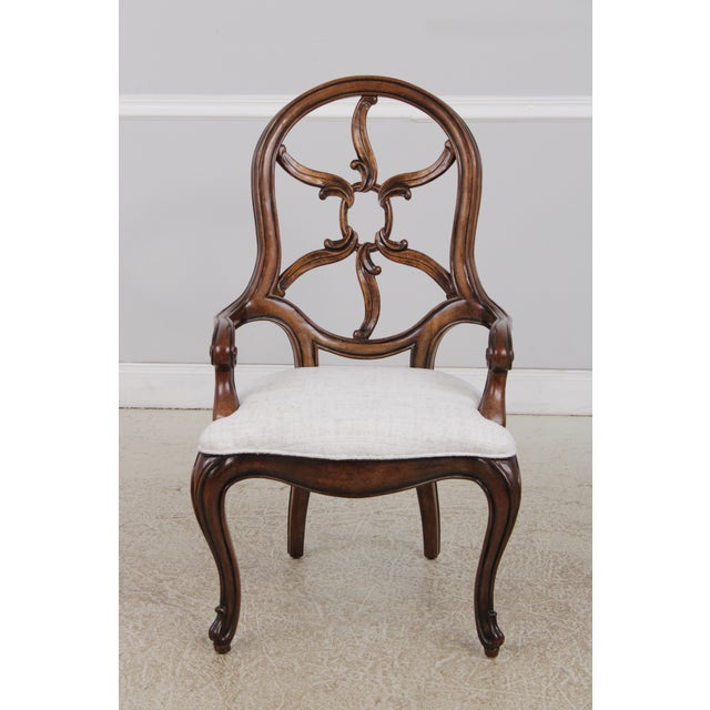 French Set of 6 Henredon Pierced Back Dining Room Chairs For Sale - Image 3 of 18