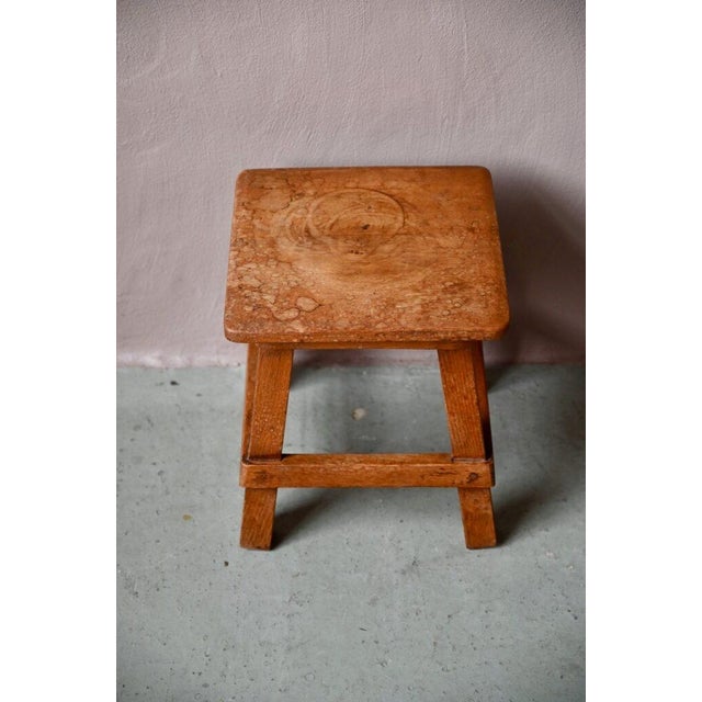 Rustic Farmhouse Stool in Wood, France For Sale - Image 4 of 11