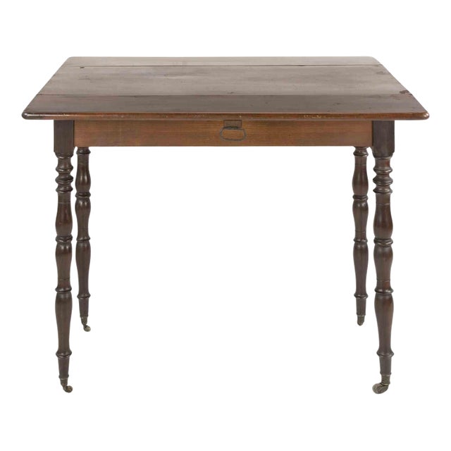 Small Mahogany Side Table with Turned Columns, Italy, 1950s For Sale