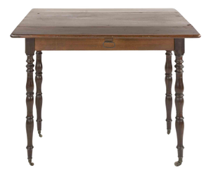 Small Mahogany Side Table with Turned Columns, Italy, 1950s