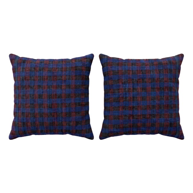 Bohemian Turkish Kilim Pillow Cover 20'' X 20'' - Set of Two For Sale