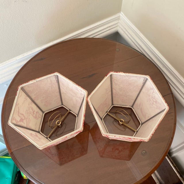Late 20th Century French Toile Sconces Lamp Shades ~ a Pair For Sale In Atlanta - Image 6 of 12