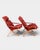 Danish set of two Laxy lounge chairs with their original matching footstools, manufactured by Skipper Furniture. The Laxy...