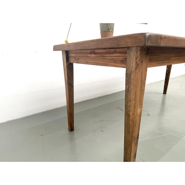 Farmhouse Table with Oak Top and Tapered Pine Legs, France, 1950s For Sale - Image 6 of 18