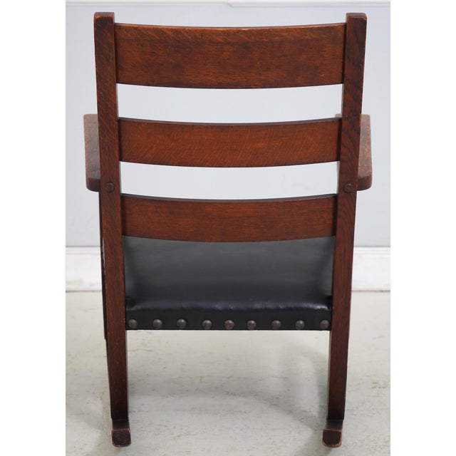 Stickley Brothers Stickley Brothers Antique Mission Oak Small Rocking Chair For Sale - Image 4 of 18
