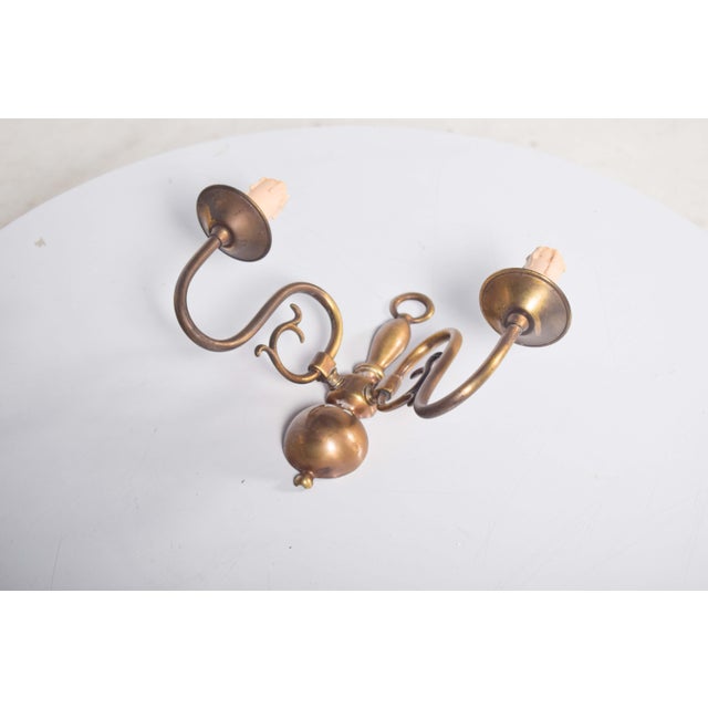 Two-Arm Wall Light in Brass, 1920 For Sale - Image 9 of 11