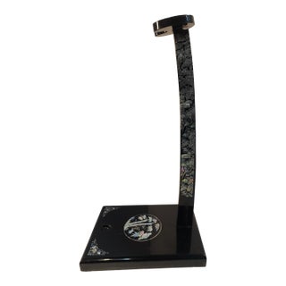 Antique Japanese Sword Stand: Black Lacquer With Abalone Inlay For Sale