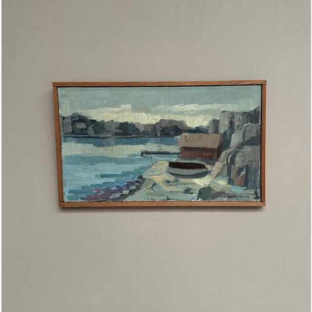 Original Swedish Oil on Canvas – “Seascape” by Gustaf Olsson – Signed – Vintage & Framed – 50 × 30 cm (19.7" × 11.8") An...