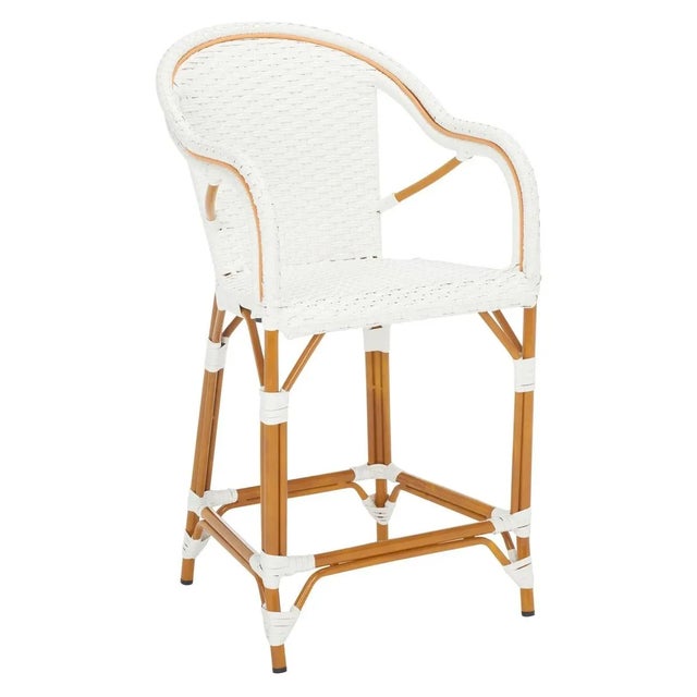 California Counter Stool with Arms - White For Sale - Image 11 of 11