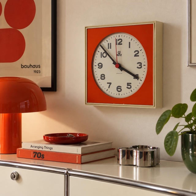 Distinctive vintage wall clock marked Ritz, associated with Italian manufacturer Ritz-Italora and likely dating from the...
