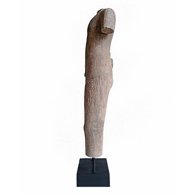 Tan Hand-Carved Sandstone Male Torso Sculpture, Thailand, Circa 1940-1950 For Sale - Image 8 of 12