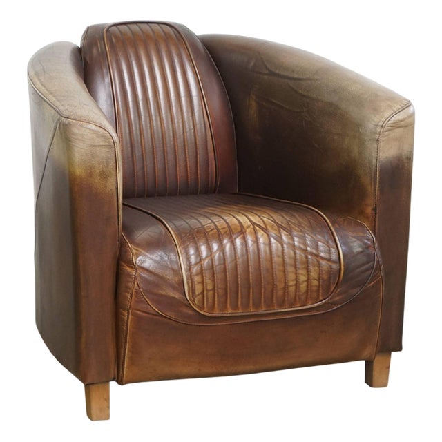 Cowhide Leather Delta Chesterfield Aviator Armchair For Sale