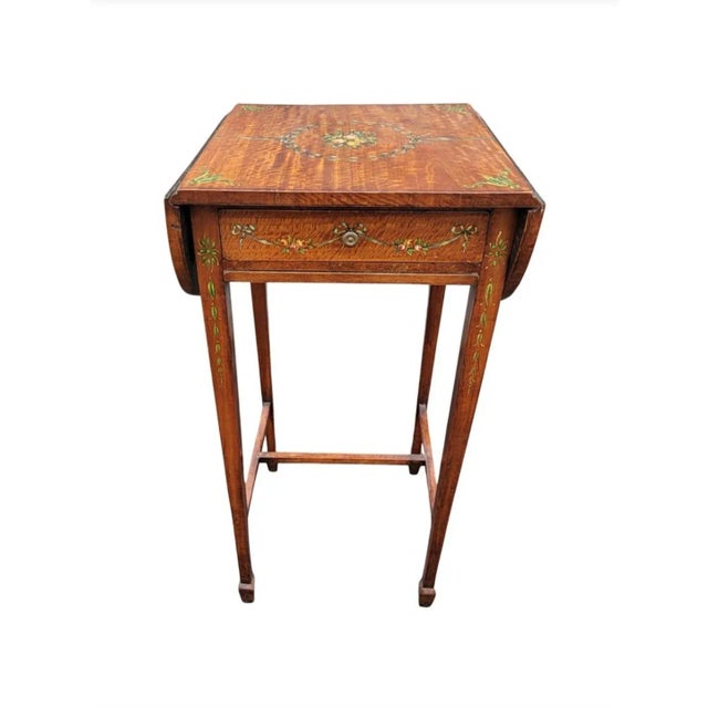 1930s Refinished and Hand-Painted Dropleaf Pembroke Side Table For Sale - Image 12 of 12