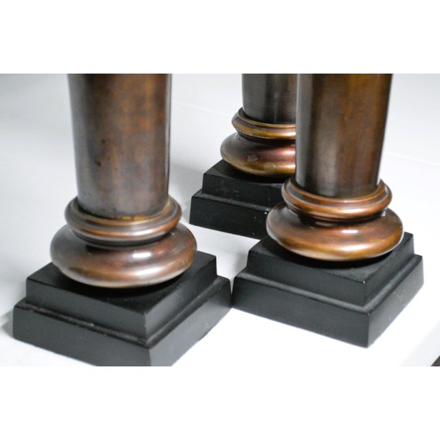 Metal 1980s Castilian Imports Bronze Iron Ionic Column Corinth Candleholders - Set of 3 For Sale - Image 7 of 8