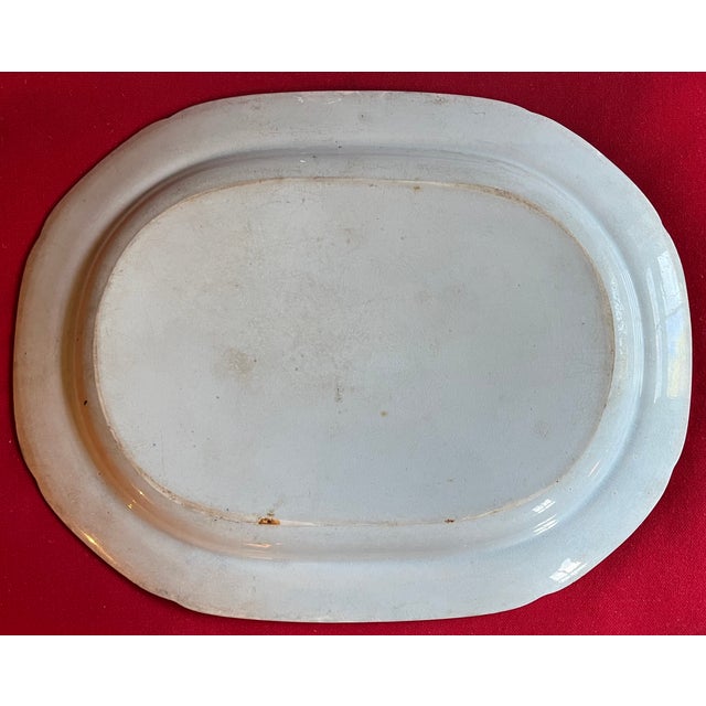 Ceramic Large Antique Early 19th C. English Staffordshire Pearlware Blue & White Transfer Platter by Robert Hamilton of Stoke in the Gothic Ruins Pattern 1820 For Sale - Image 7 of 8