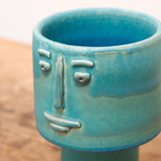 Earthenware, zoomorphic vessels by Didier Toulemonde in varying blue glazes. Each piece has its own unique personality....