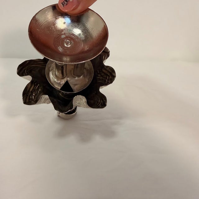 Vintage Silver Tone Metal Female Warrior Queen Figurine With Spear and Shield For Sale - Image 12 of 12