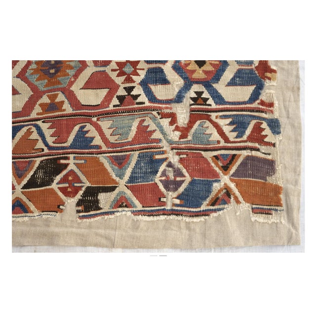Rug & Kilim Antique Turkish Runner Kilim With Colorful Hexagon Geometric Motifs - Rug & Kilim For Sale - Image 4 of 5